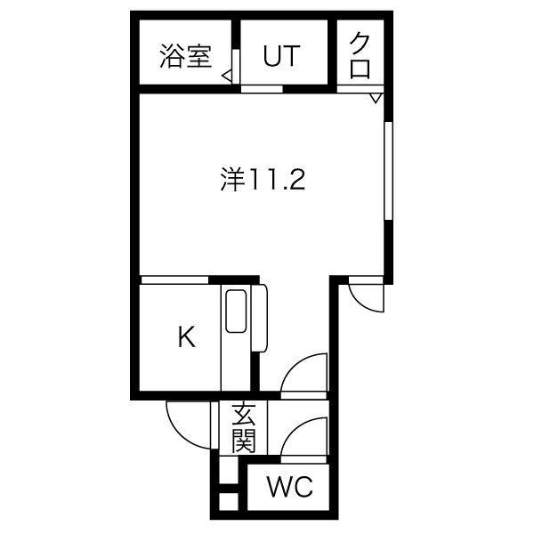オハナS6W10(1K/1階)の間取り写真