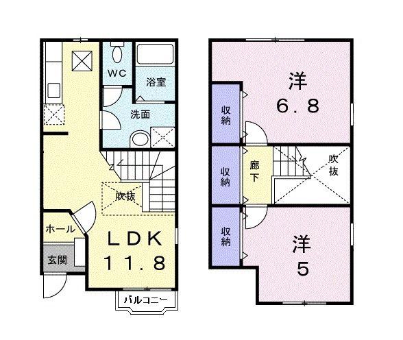 エクセランT(2LDK/1階)の間取り写真
