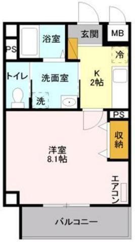 スフィア(1K/6階)の間取り写真