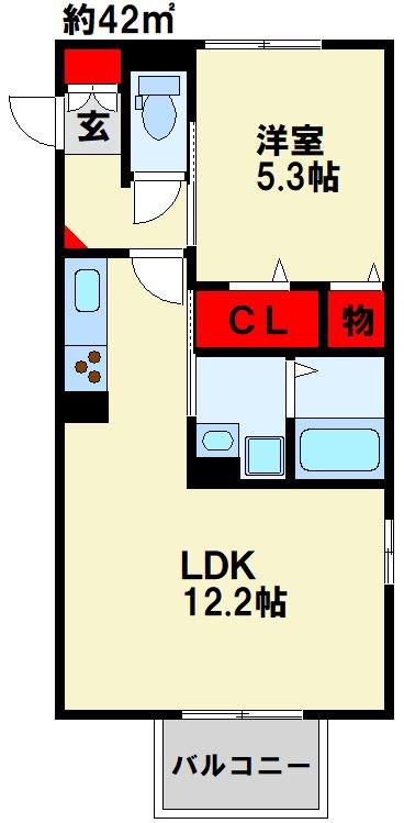 RECENTE浜町(1LDK/1階)の間取り写真
