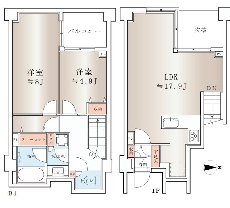 オープンレジデンス高輪台(2LDK/2階)の間取り写真