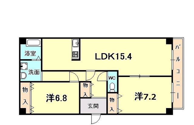 ドムストリアI(2LDK/4階)の間取り写真