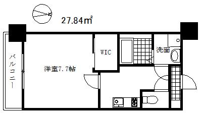 エストーネハーバーランド(1K/12階)の間取り写真