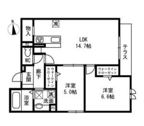 PASSARO GRANDE北田辺(2LDK/3階)の間取り写真