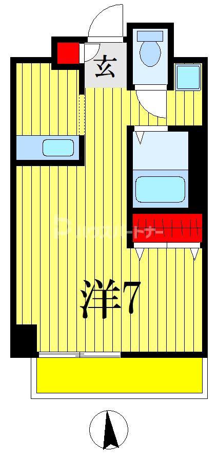 千葉本町スカイマンション(ワンルーム/2階)の間取り写真