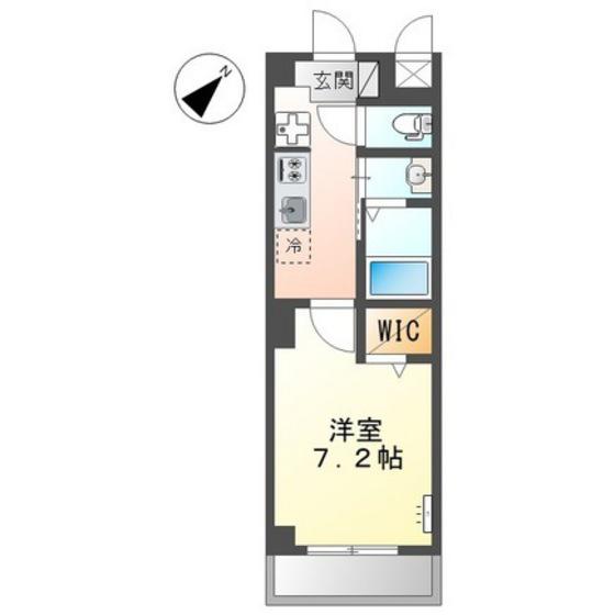 ファミールK(1K/4階)の間取り写真