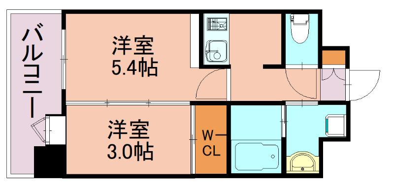 エンクレスト博多駅前ART(2K/13階)の間取り写真