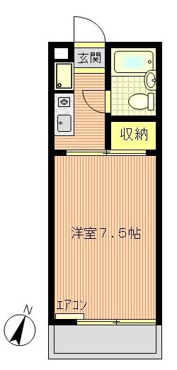 スタジオK(1K/2階)の間取り写真