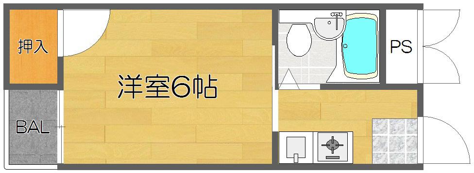 OMレジデンス西加賀屋(ワンルーム/2階)の間取り写真