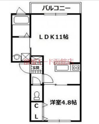 ル・ソレイユ柏木(1LDK/1階)の間取り写真