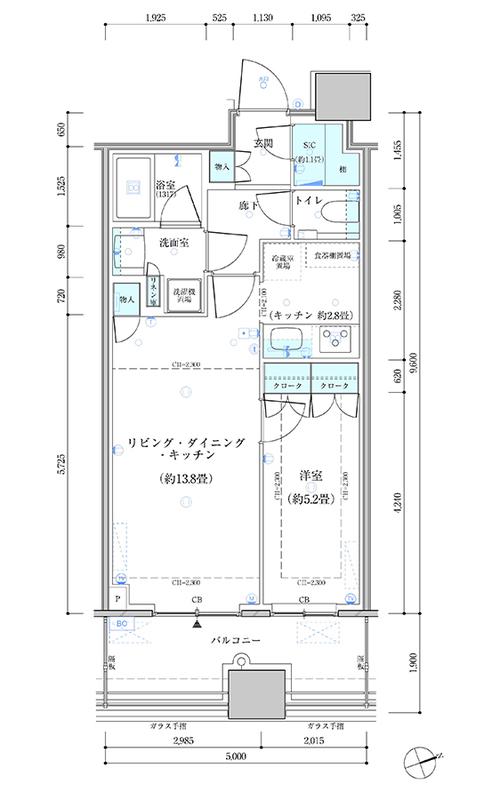 パークタワー勝どきサウス(1LDK/4階)の間取り写真