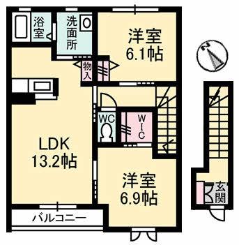シャーメゾン本郷南 B棟(2LDK/2階)の間取り写真