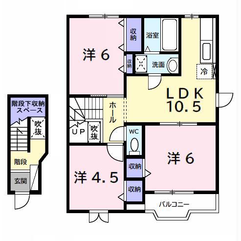 スウィート ドリーム I(3LDK/2階)の間取り写真