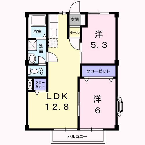 ノートルメゾン(2LDK/2階)の間取り写真