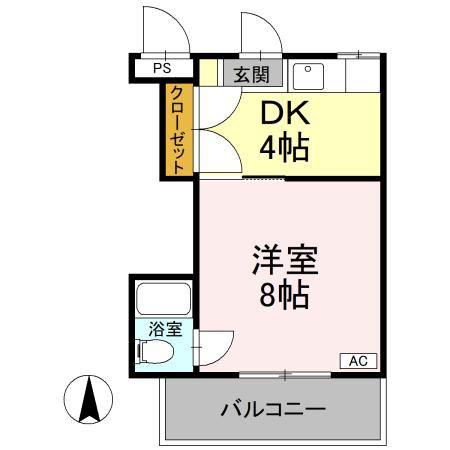 メルシーハイツ(1DK/3階)の間取り写真