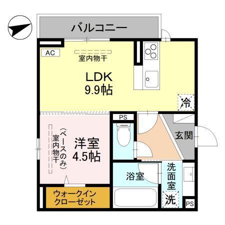 D-ROOM福住B(1LDK/3階)の間取り写真