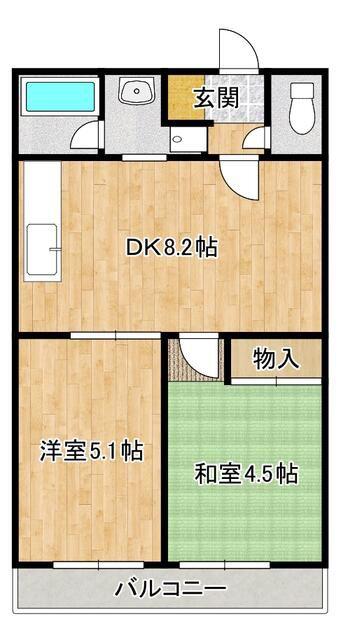 第2双葉マンション(2DK/4階)の間取り写真