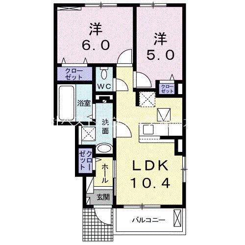 ピエス シュシュ(2LDK/1階)の間取り写真