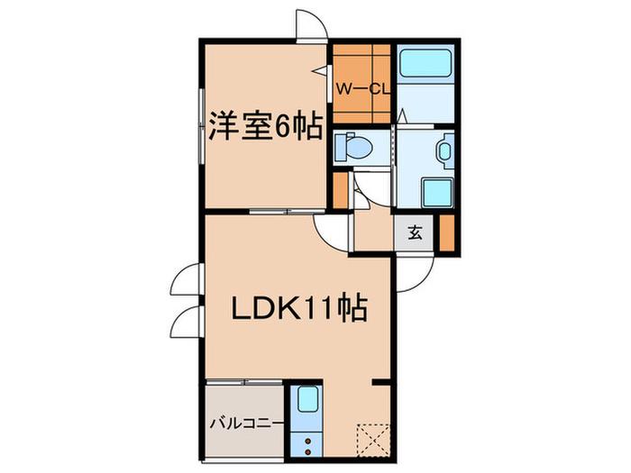 PRENDRE K(1LDK/2階)の間取り写真