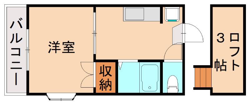 オアシス葛原(1K/2階)の間取り写真