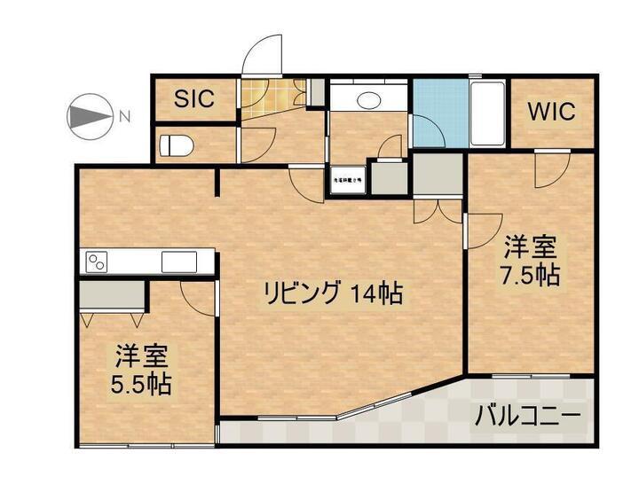 リベール桑田町CENTRAL CITY(2LDK/6階)の間取り写真
