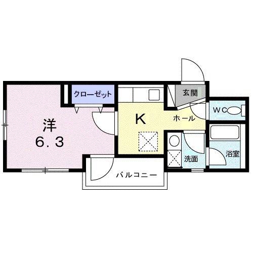シャンベルテ(1K/4階)の間取り写真