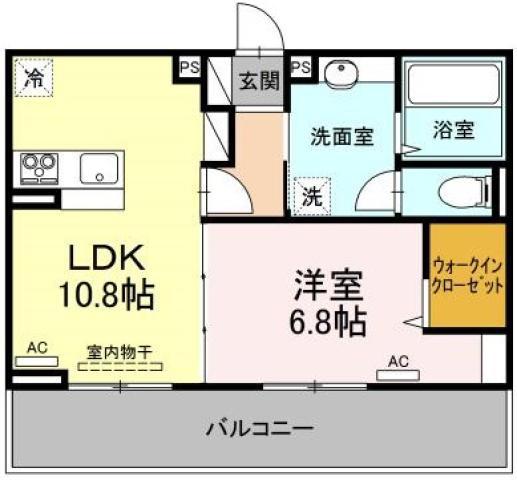 ロイヤルサン B棟(1LDK/2階)の間取り写真