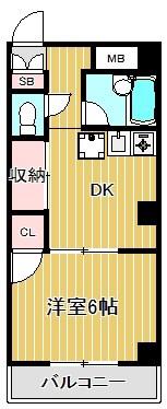 TYMマンション(1DK/4階)の間取り写真
