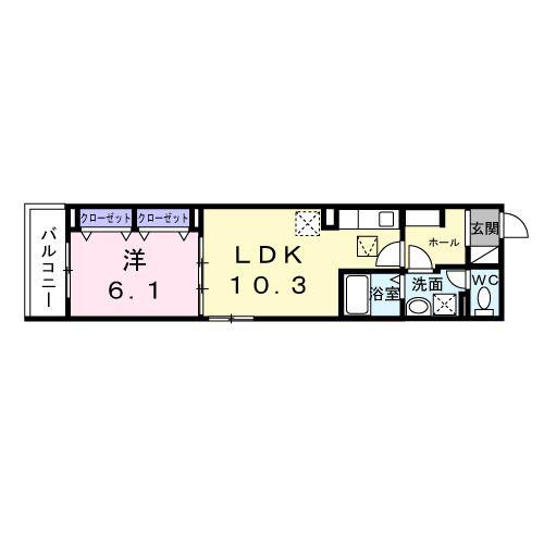 ヒカルサ和歌山城北サウス(1LDK/3階)の間取り写真
