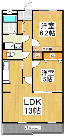 GRACE GARDENA(2LDK/3階)の間取り写真