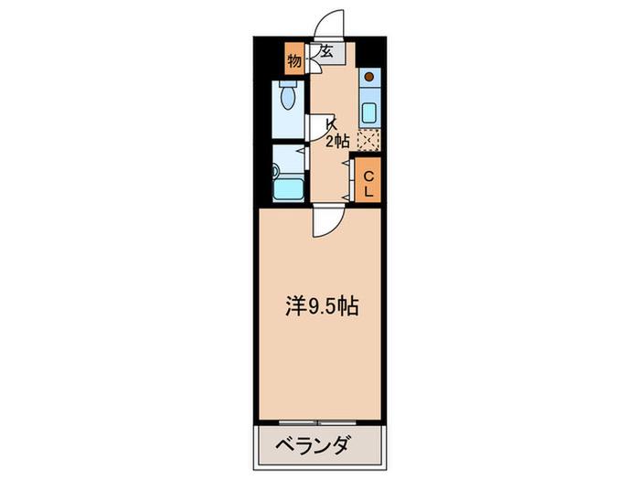 ウィング21高宮(1K/4階)の間取り写真