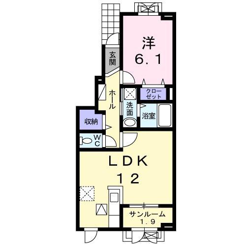 サニーIII(1LDK/1階)の間取り写真