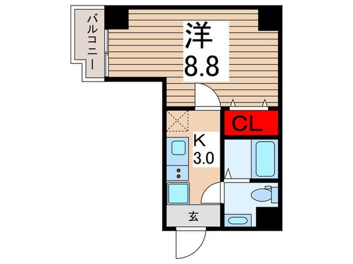 ノース FIELD 飯能(1K/3階)の間取り写真