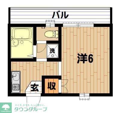 リバティー白楽(1K/2階)の間取り写真