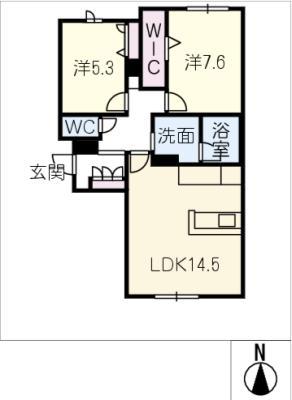 シャーメゾンOLIVE(2LDK/1階)の間取り写真