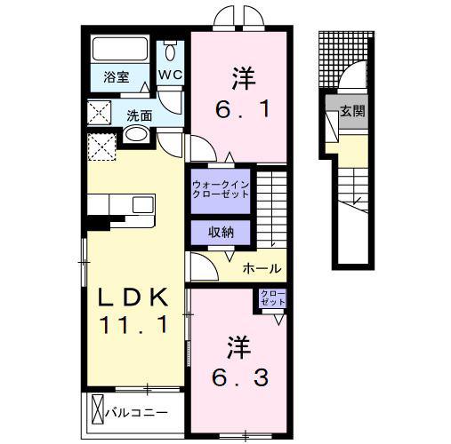 宮久保4丁目アパートIII(2LDK/2階)の間取り写真