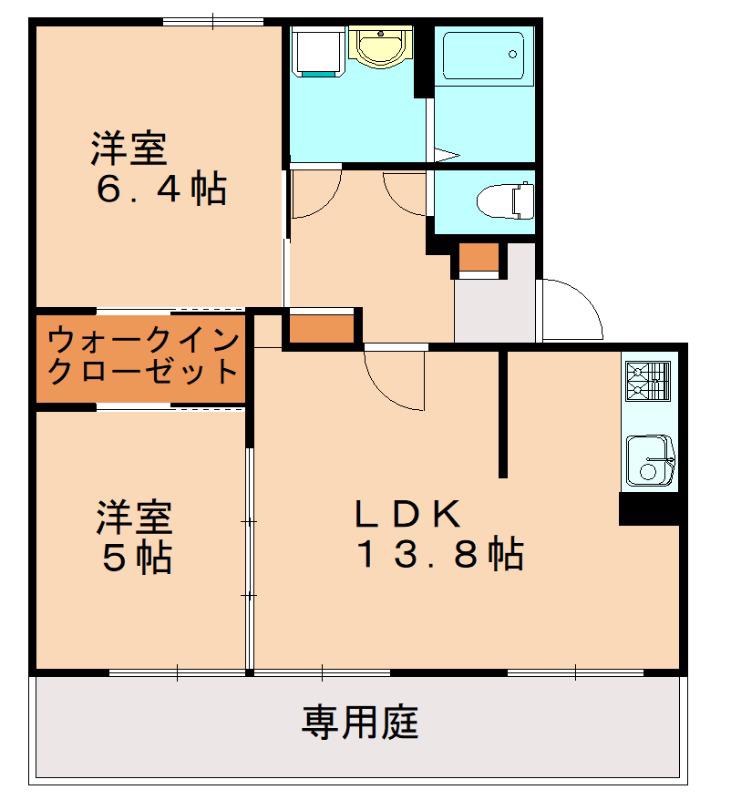 フレグランス高平  C棟(2LDK/1階)の間取り写真