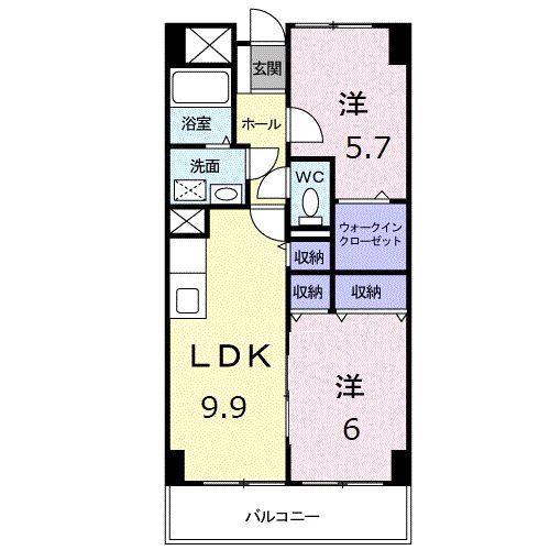 アメニティ屋島(2DK/5階)の間取り写真