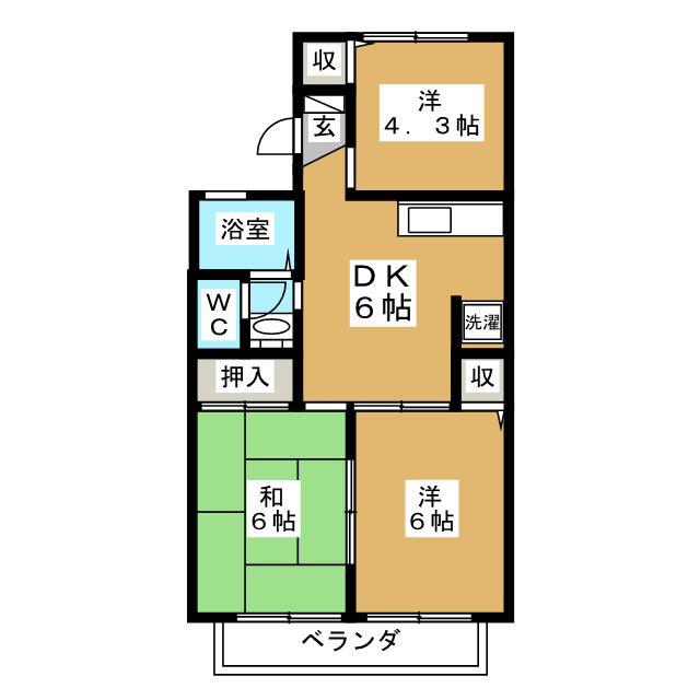 サンヴィレッヂ宮久保A(3DK/2階)の間取り写真