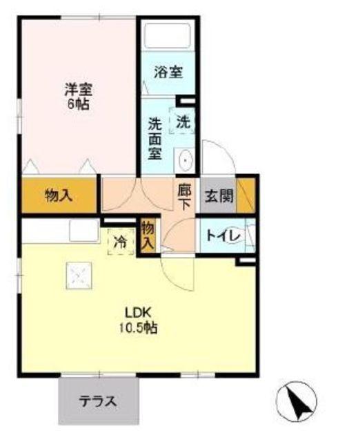 メゾン ラ・メール(1LDK/1階)の間取り写真