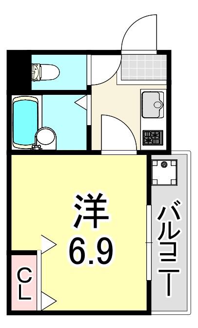 アヴェニール北青木(1K/3階)の間取り写真
