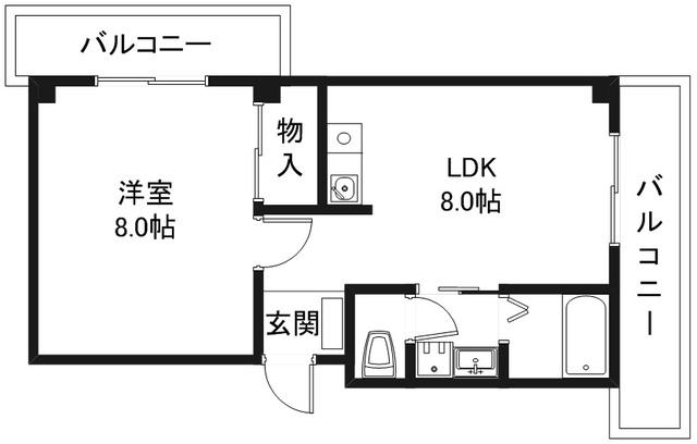 旭ビル(1LDK/4階)の間取り写真
