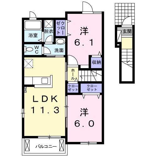 グラン・フォレスト(2LDK/2階)の間取り写真