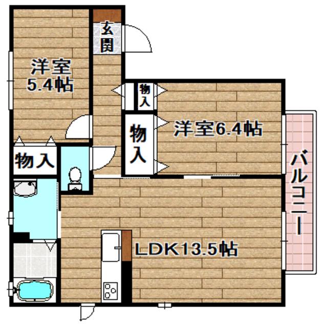 メゾン竹の内(2LDK/1階)の間取り写真