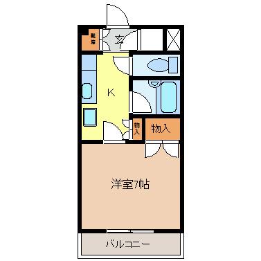 グリーンピア・南(1K/1階)の間取り写真