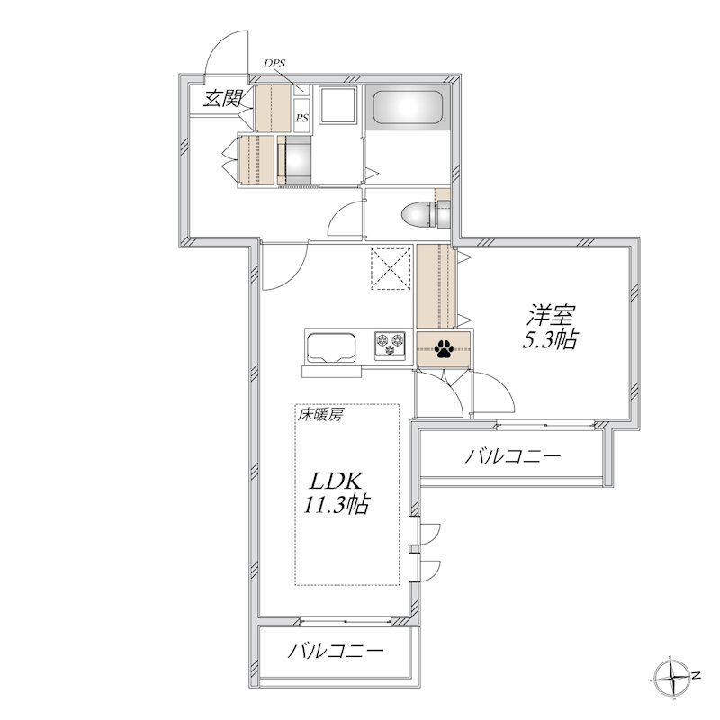BAUM(1LDK/2階)の間取り写真