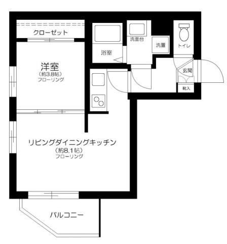 カル―ジュ要町(1LDK/2階)の間取り写真