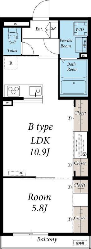 リブリ大熊(1LDK/2階)の間取り写真