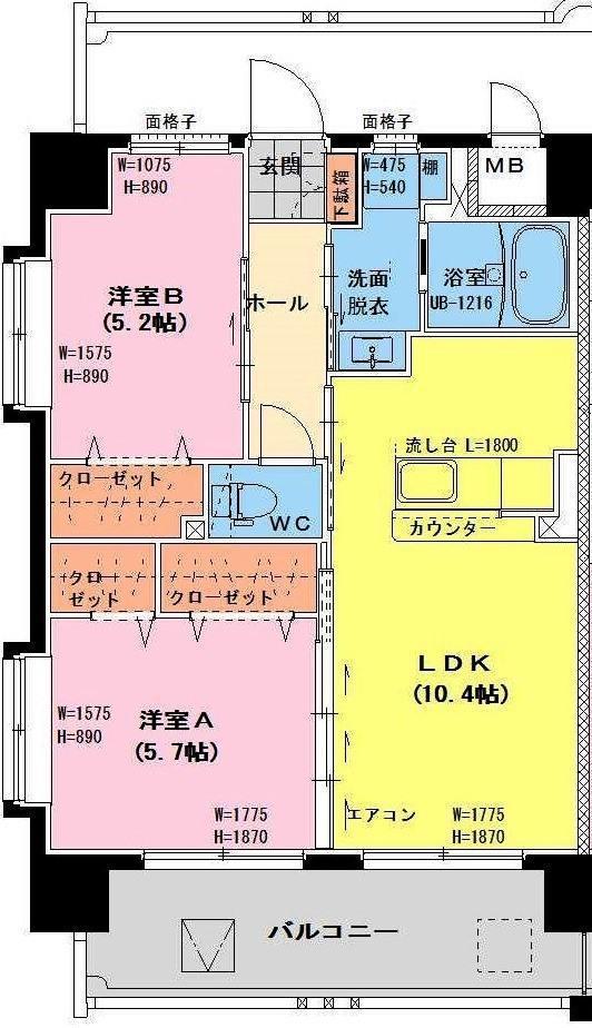 チェルシー神宮外苑(2LDK/3階)の間取り写真