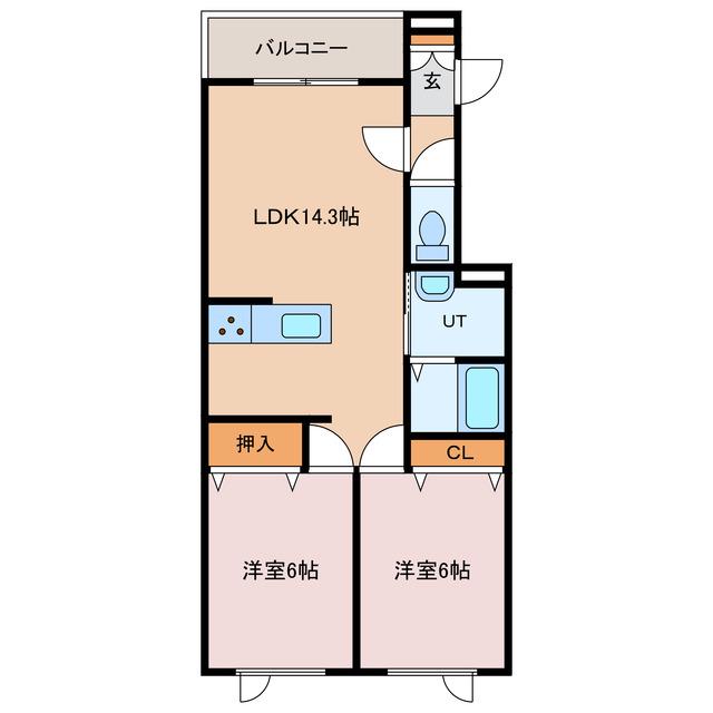北海道苫小牧市 3階建 新築(2LDK/3階)の間取り写真